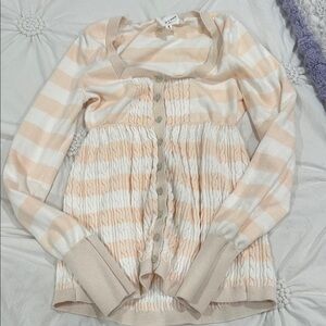 Striped Peach & White Button Cardigan